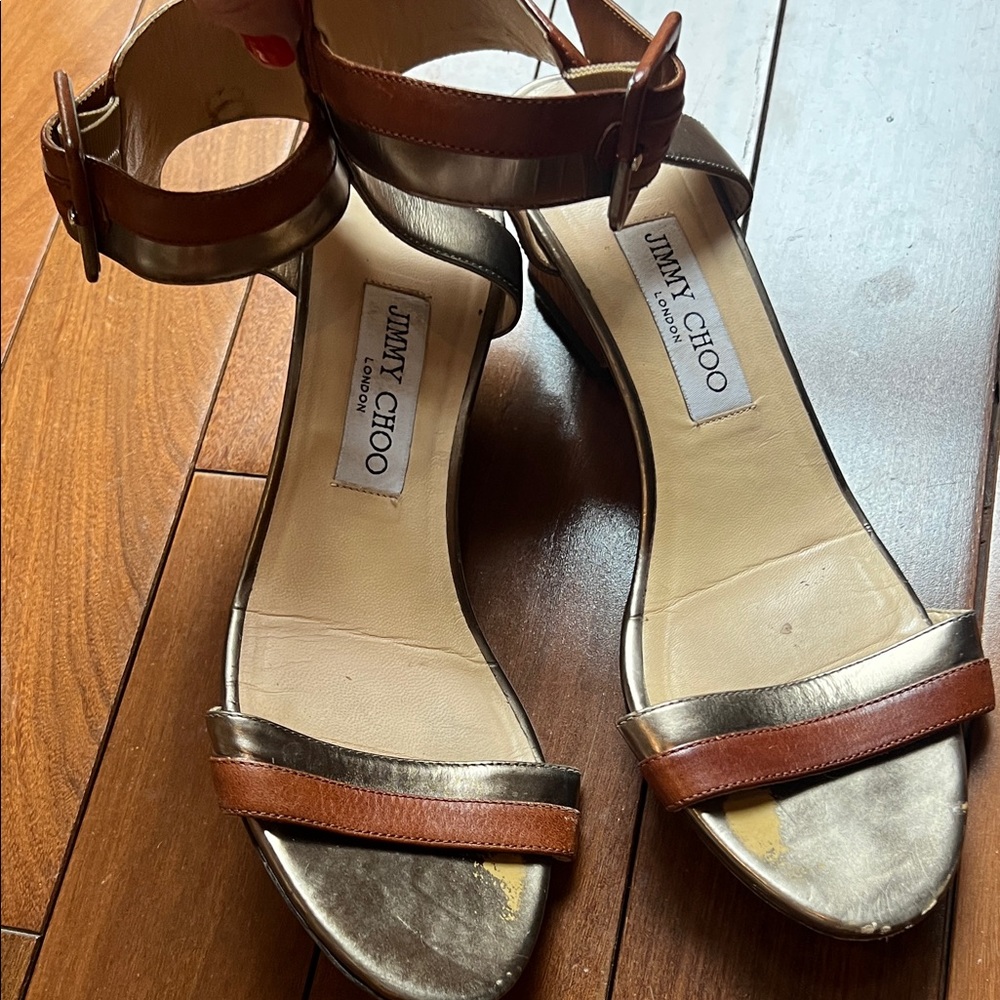 Jimmy Choo Brown and Silver Sandals